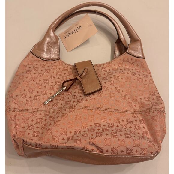 NWT Y2K Villager Liz Claiborne Pink Patterned Shoulder Bag Snap Close 12x8x4" - Picture 1 of 4